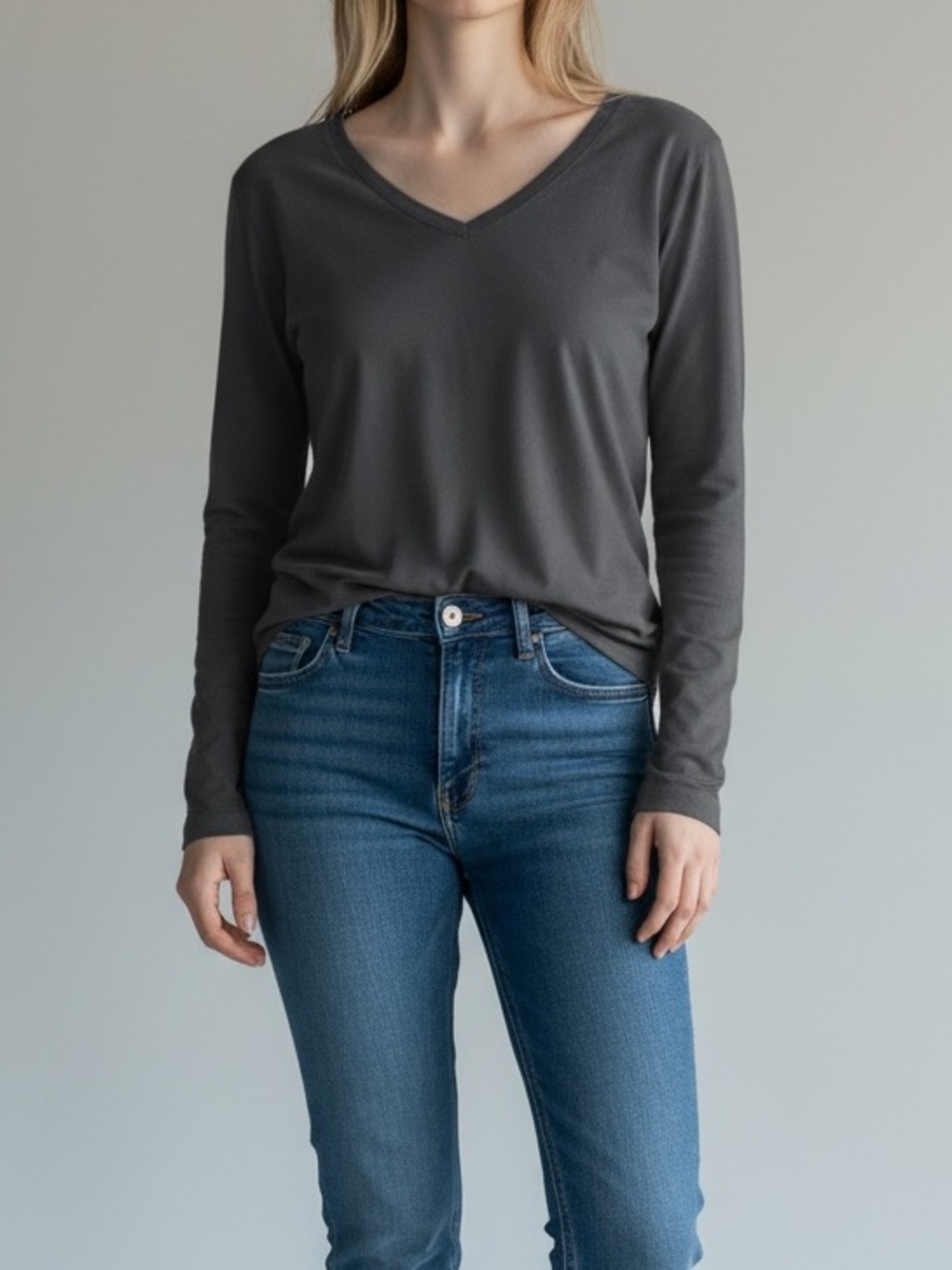 Seg'ments Women's 100% Merino Wool V-Neck Long Sleeve Top Large